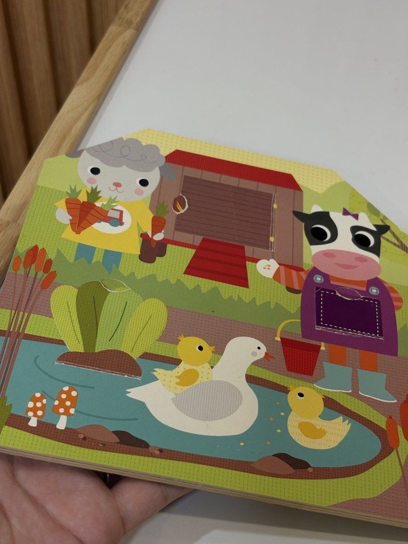 Lift the flap farm Animals (Category: Children's Books) located in Quezon City. Submitted by sailormooooo (Listing ID 1462389566, Image 3). Description: - Interactive board book: 'Farmyard Fun!' from the Little Friends series. - Features colorful illustrations of farm animals and a pond scene. - Includes engaging lift-the-flaps and pop-up elements for interactive play. - Perfect for toddlers and young children interested in farm animals..