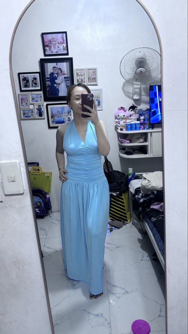 Light Blue Halter Neck Maxi Dress (Category: Dresses) located in Manila. Submitted by bravehorse.17563a (Listing ID 1462397530, Image 3). Description: - Light blue maxi dress - Halter neckline - Ruching detail around the waist - Flowing skirt - Ideal for formal events or parties - Comfortable and stylish fit.