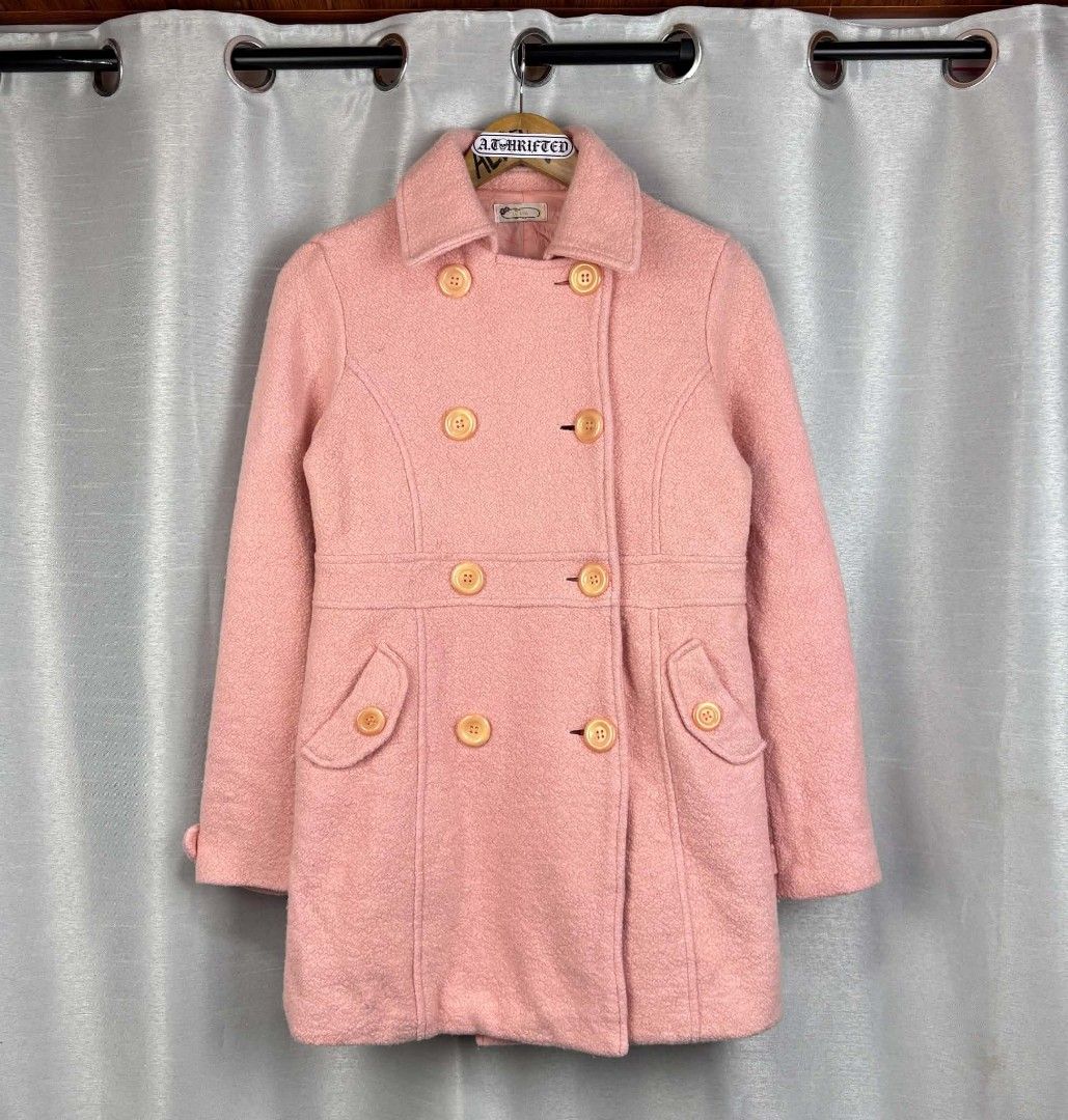 Liz Lisa Pink Double-Breasted Wool Blend Coat (Category: Coats, Jackets and Outerwear) located in Tanza. Submitted by aldrintamayo (Listing ID 1462305446, Image 1). Description: - Cute pink double-breasted coat - Textured wool blend fabric - Flattering cinched waist detail - Button closure - Two minimal tear - Two front pockets - Perfect for cooler weather - Adds a pop of color to your outfit.