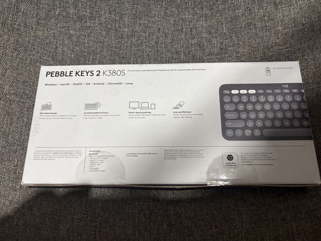 Logitech Pebble Keys 2 K380s Multi-device Bluetooth Keyboard (Category: Computer Keyboard) located in Cebu City. Submitted by tinkcurly (Listing ID 1462412229, Image 2). Description: - Logitech Pebble Keys 2 K380s: Minimalist & Quiet Bluetooth Keyboard - 10 Shortcut Keys for quick access - Multi-Device Pairing: Connect up to 3 devices simultaneously - Wide Compatibility: Works with Windows, macOS, iPadOS, Android, ChromeOS - Portable Design: Perf