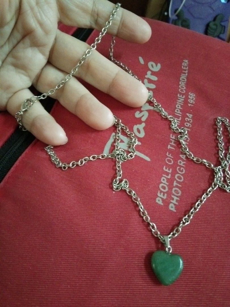 Long necklace with jade heart (Category: Necklaces) located in Quezon City. Submitted by eidorableshop (Listing ID 1462266287, Image 3). Description: non tarnish.