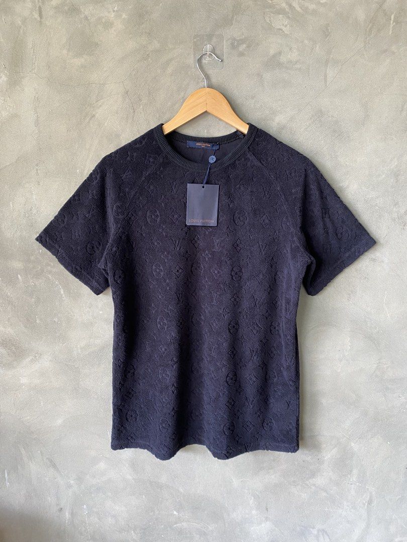 Louis Vuitton Monogram Terry Cloth shirt (Category: Tshirts & Polo Shirts ) located in Manila. Submitted by why_notph (Listing ID 1462270933, Image 1). Description: - Navy blue Louis Vuitton t-shirt - All-over embossed monogram pattern - Comfortable terry cloth material - Classic short sleeves and crew neck - Comes with original tags attached - Perfect for Louis Vuitton enthusiasts - Color may varry due to lighting but in very good condition - Di