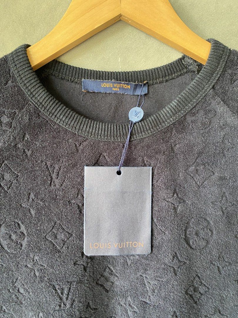 Louis Vuitton Monogram Terry Cloth shirt (Category: Tshirts & Polo Shirts ) located in Manila. Submitted by why_notph (Listing ID 1462270933, Image 2). Description: - Navy blue Louis Vuitton t-shirt - All-over embossed monogram pattern - Comfortable terry cloth material - Classic short sleeves and crew neck - Comes with original tags attached - Perfect for Louis Vuitton enthusiasts - Color may varry due to lighting but in very good condition - Di