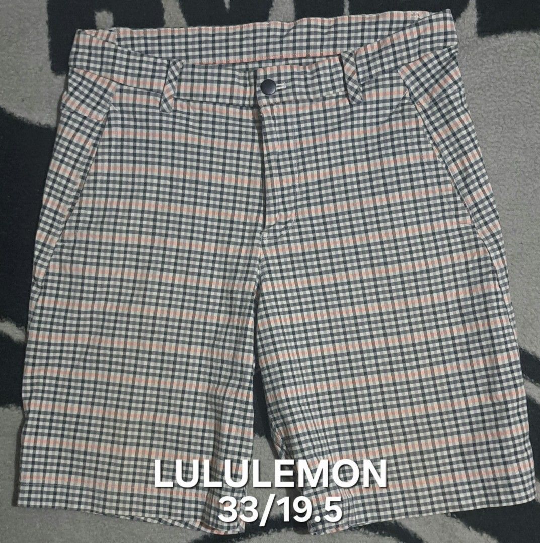 Lululemon Plaid Shorts Size 33/19.5 (Category: Shorts) located in San Fernando, Camarines Sur. Submitted by ladderaya (Listing ID 1462323340, Image 1). Description: - Lululemon shorts - Plaid pattern: Green, pink, and white - Size: 33/19.5 - Closure: Button and zip - Pockets: Two front, two back - Ideal for casual wear.