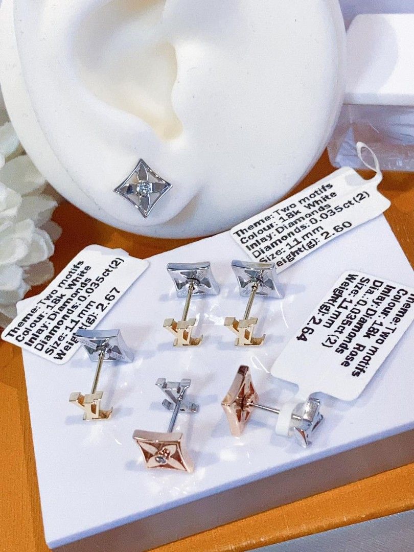 lv dia stud earring 18k gold hk setting (Category: Earrings) located in Manila. Submitted by primejewelry (Listing ID 1462280500, Image 3). Description: .