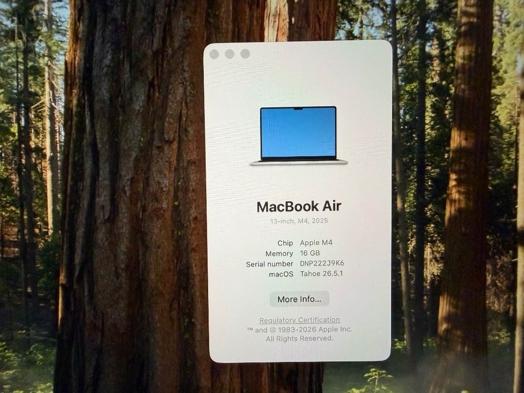 Macbook Air 13" / M4 / 2025 /512gb SSD /Silver (Category: Laptops & Notebooks) located in Quezon City. Submitted by fury_axtar (Listing ID 1462328519, Image 2). Description: Slightly used and female-owed! Battery Health - Normal 100% Cycyle Count - 28 Original charger and box included With trendy Casetify Case..