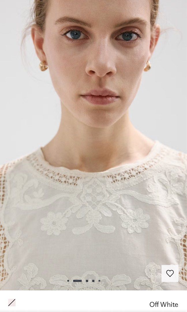 Mango embroidered top (Category: Announcements) located in Las Pinas. Submitted by silvader (Listing ID 1462355410, Image 3). Description: Med Authentic Store bought Off white.