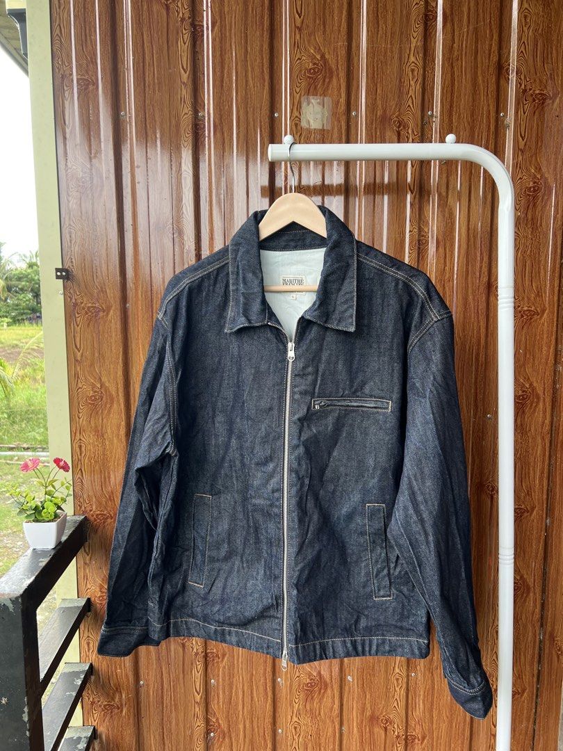 MARITHE FRANCOIS GIRBAUD Denim Jacket Size L (Category: Coats, Jackets and Outerwear) located in Bago City. Submitted by g___shop (Listing ID 1462345934, Image 1). Description: - Classic dark wash denim jacket - Brand: Marithe Francois Girbaud - Zip-up front closure - Chest pocket - Two side pockets - Simple collar - Versatile for layering - Selvedge - Size: L.