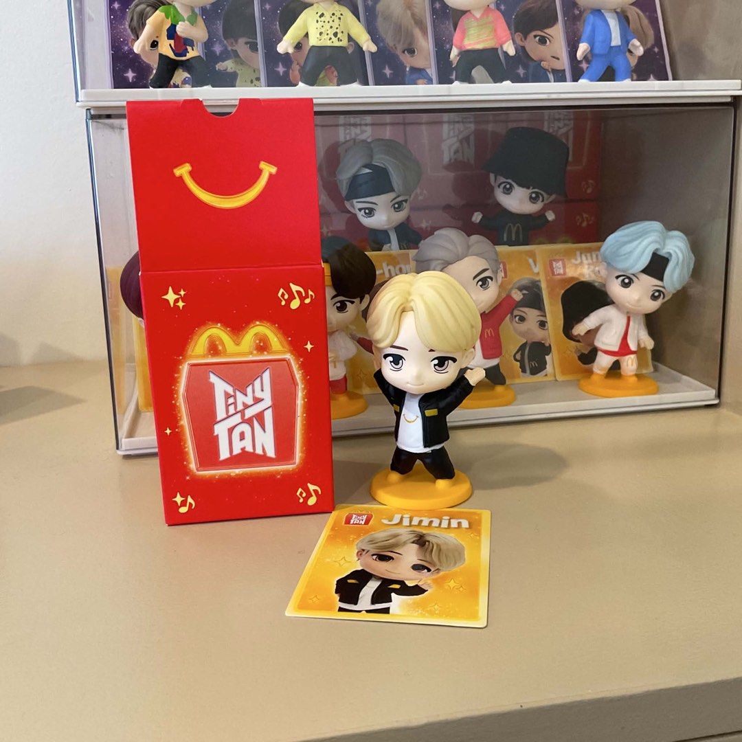 McDonald's TinyTAN Jimin Figure with Box (Category: Designer & Blind Box Toys) located in Las Pinas. Submitted by jhoyiii (Listing ID 1462389739, Image 1). Description: - McDonald's TinyTAN Jimin figure - Includes original red McDonald's box - Comes with a collectible card - Must-have for any BTS fan's collection.
