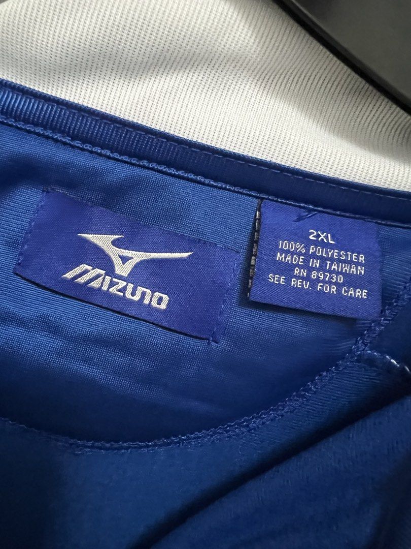 Mizuno Blue Polyester Track Jacket 2XL (Category: Coats, Jackets and Outerwear) located in Muntinlupa City. Submitted by 09leah77 (Listing ID 1462301470, Image 3). Description: - Brand: Mizuno - Color: Blue - Size: 2XL - Material: 100% Polyester - Style: Track Jacket - Features: White accents on sleeves and collar, full zip front - Ideal for: Sports and casual wear - Feel free to ask any questions!.