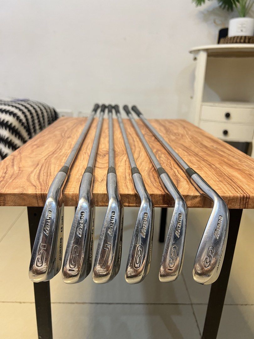 Mizuno Masters A.G. Model Golf Iron Set (Category: Golf) located in Manila. Submitted by livefish.26c802 (Listing ID 1462433765, Image 2). Description: - Set of Mizuno Masters A.G. Model golf irons - Includes: 5, 6, 7, 8, 9, and Pitching Wedge (PW) - Shafts: Flex-R - Condition: Good, with some signs of use on club faces - Ready for the golf course!.