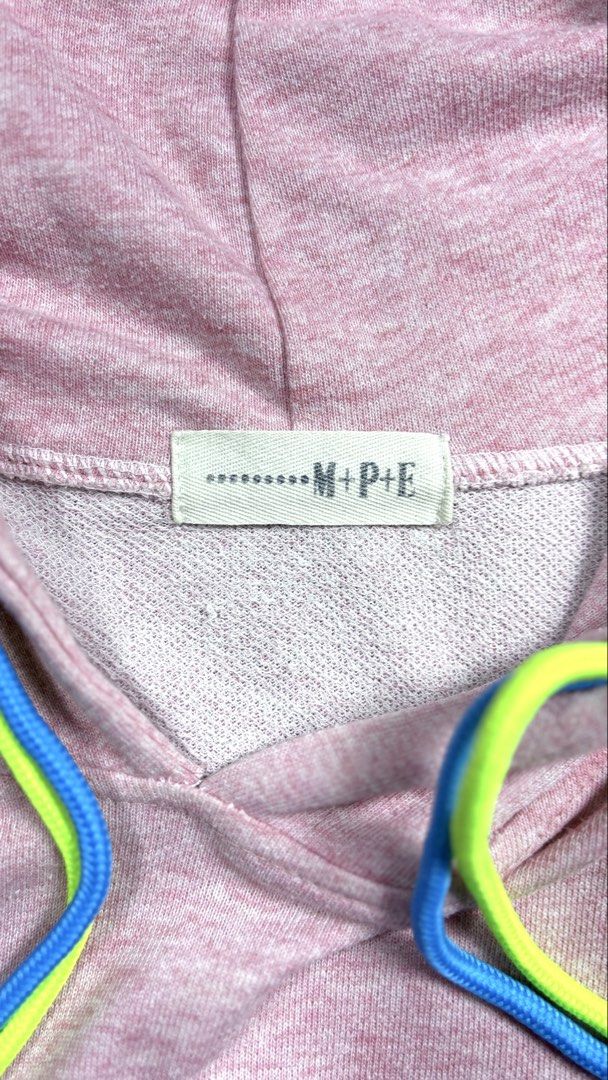 M+P+E Pink Marled Hoodie with Colorful Drawstrings (Category: Coats, Jackets and Outerwear) located in Bacoor. Submitted by calvinmanzano13 (Listing ID 1462298458, Image 2). Description: - L = 22” | W = 24.5” - Features a cowl neck - Colorful blue and neon green drawstrings - Relaxed fit, cropped style - Soft fabric, ideal for casual wear - Easy to pair with jeans or leggings Notes: ☑️ Hand washed ☑️ Polished ☑️ Steam ironed.