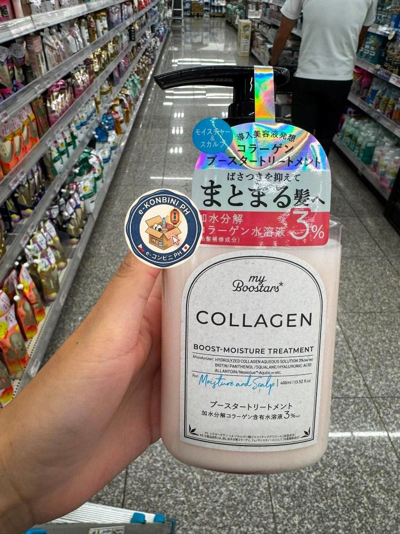 My Boostars Collagen Boost-Moisture Treatment Shampoo & Conditioner (Category: Hair) located in Quezon City. Submitted by jcn27 (Listing ID 1462266780, Image 1). Description: - Two bottles of My Boostars Collagen Boost-Moisture Treatment (400ml/13.52 fl oz each) - One bottle for Moisture & Scalp - One bottle for Hair - Ideal for adding moisture and nourishment to hair and scalp - Great value bundle!.