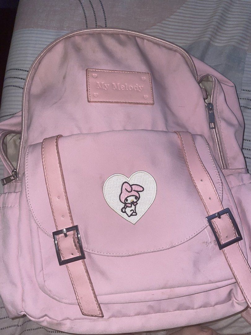 My Melody Bag (Category: Backpacks) located in Quezon City. Submitted by angelcakes_ (Listing ID 1462357188, Image 1). Description: Mostly dirty and has a missing button but it can be easily replaced.