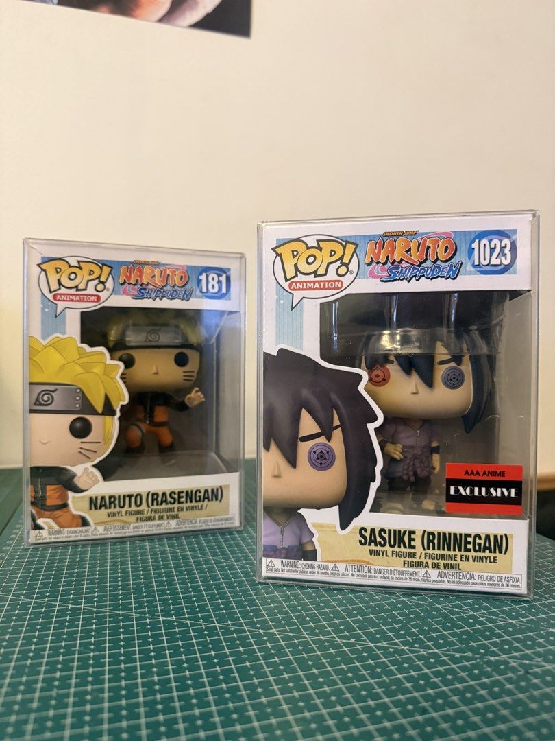 Naruto Funko Pop (Category: Designer & Blind Box Toys) located in Manila. Submitted by cmc_sells (Listing ID 1462391023, Image 1). Description: Naruto Rasengan w acrylic box - 500 Sasuke Rinnegan w acrylic box - 500 Kakashi + Hinata freebie - 300 All in perfect condition, no hidden issues..