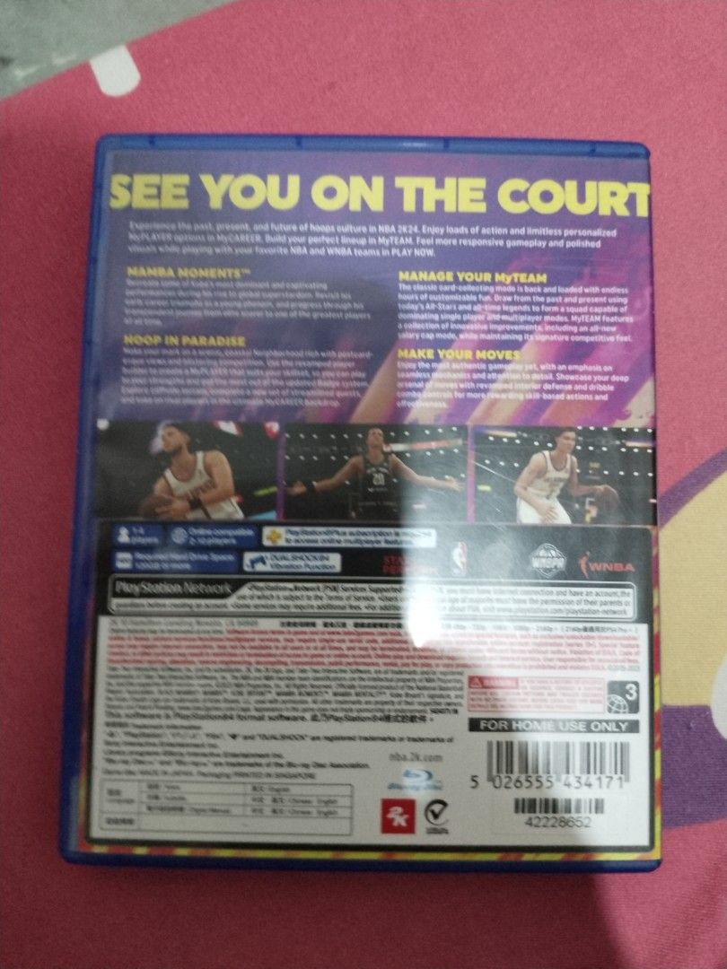 NBA 2K24 Kobe Bryant Edition PS4 Game (Category: PlayStation) located in Quezon City. Submitted by BienArt (Listing ID 1462360302, Image 2). Description: - NBA 2K24 Kobe Bryant Edition for PlayStation 4 - Experience the past, present, and future of basketball - Play with your favorite NBA and WNBA teams - Manage your MyTEAM with the classic card-collecting mode - Explore a new neighborhood: Hoop in Paradise - Make your mark on the court.
