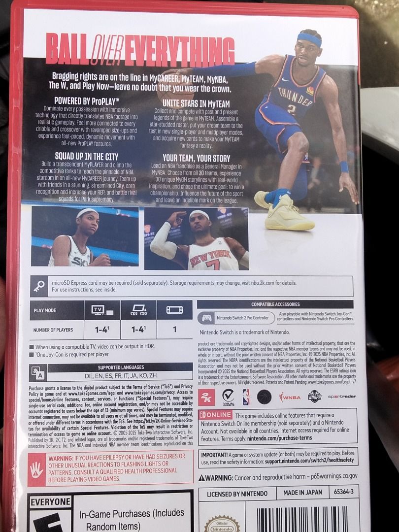 NBA 2K26 Nintendo Switch Game (Category: Nintendo) located in Batangas. Submitted by stocke (Listing ID 1462281363, Image 2). Description: - NBA 2K26 for Nintendo Switch. Contact: 09683656318 Like new condition. Fix price. Meetup area: SM batangas city, baymall. Can do lbc cop buyer shoulder shipping fee.