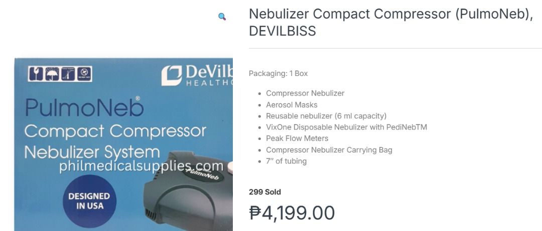 Nebulizer (Pulmoneb) (Category: Medical Supplies & Tools) located in Muntinlupa City. Submitted by aubreyraven (Listing ID 1462300745, Image 2). Description: Used twice only.