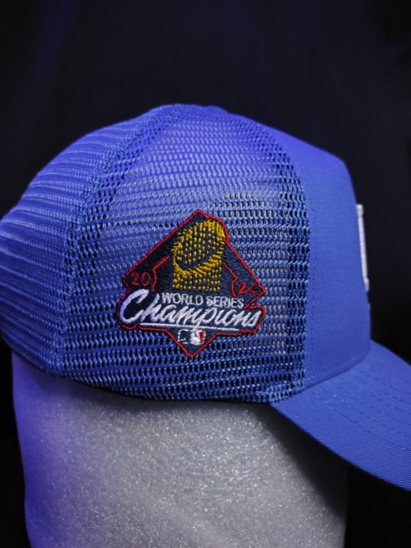 New Era LA Dodgers 9FORTY Adjustable Trucker Cap/Net Cap (Category: Caps & Hats) located in Manila. Submitted by vestige_collection (Listing ID 1462290021, Image 2). Description: - Blue LA Dodgers trucker cap - 9FORTY adjustable fit - '2020 World Series Champions' side embroidery - Breathable mesh back - Ideal for any Dodgers fan.
