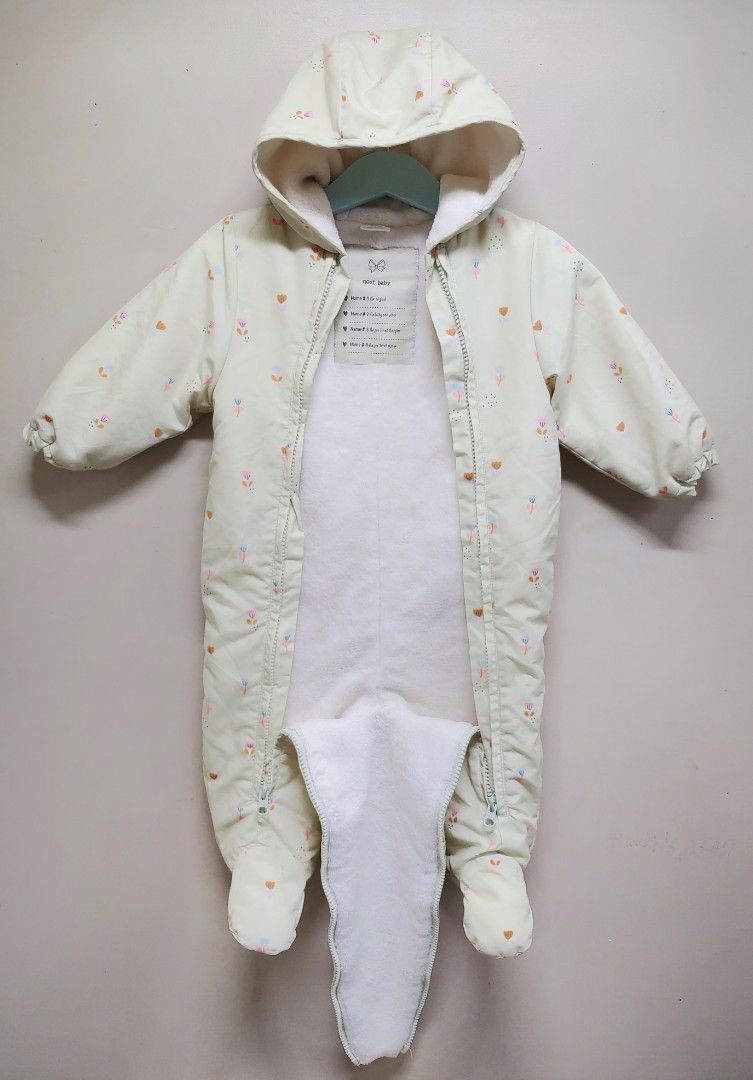 Next Baby Winter Overall 6-9 Months (Category: Babies & Kids Fashion) located in Dagupan City. Submitted by upforgrabs2400 (Listing ID 1462405065, Image 2). Description: Next baby winter overall - Size: 6-9 months - Measurements: -Shoulders: 10" - Chest: 12" - Length: 25" - Adorable floral print - Soft fleece lining for ultimate warmth - Easy front zipper for quick dressing - Ideal for keeping your baby snug during winter.