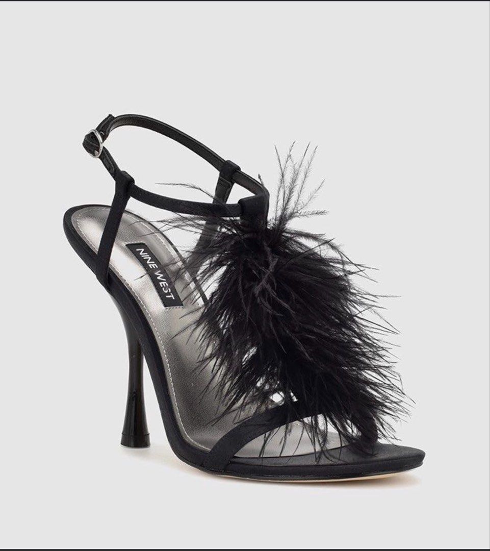 Nine West Black Feather Stiletto Heels (Category: Heels) located in Manila. Submitted by absdeclutter (Listing ID 1462284775, Image 3). Description: - Brand: Nine West - Color: Black - Design: Strappy with feather detailing - Closure: Ankle buckle - Heel Type: High stiletto - Occasion: Perfect for night outs or special occasions - Style: Adds glam to any outfit Worn once!! Like new Orig price: 6,450.00.