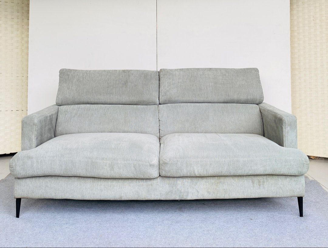 NITORI Sofa (Category: Sofas) located in Manila. Submitted by elliefurnies31 (Listing ID 1462298259, Image 1). Description: "JAPAN SURPLUS" NITORI GRAY SOFA SIZE: 72L" x 36W" x 18Sh" x 30-38H" inches (AS-IS ITEM) IN GOOD CONDITION.