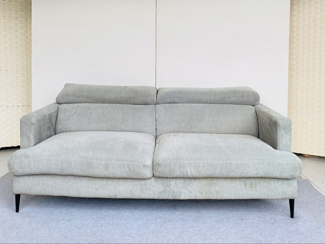 NITORI Sofa (Category: Sofas) located in Manila. Submitted by elliefurnies31 (Listing ID 1462298259, Image 2). Description: "JAPAN SURPLUS" NITORI GRAY SOFA SIZE: 72L" x 36W" x 18Sh" x 30-38H" inches (AS-IS ITEM) IN GOOD CONDITION.