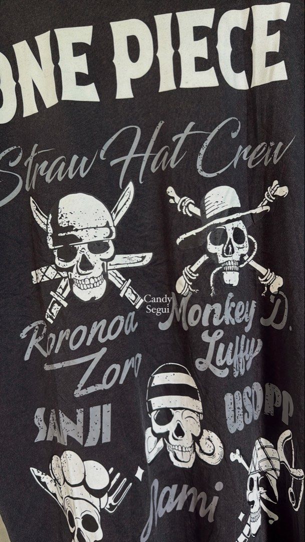 ONE PIECE (Category: Tshirts & Polo Shirts ) located in Cavite. Submitted by handpickedshirts (Listing ID 1462281697, Image 2). Description: New, cut tags. Embossed rubberized texts Actual photos Approx L30in W23in and W24in laid flat Fits L and XL frames.