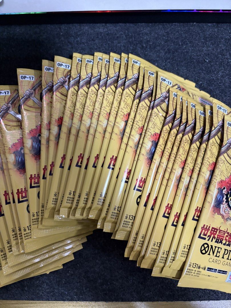 One Piece Card Game OP-17 Booster Packs (Category: Card Packs) located in San Pedro. Submitted by obengproblemss (Listing ID 1462414939, Image 2). Description: Random 30pcs One Piece Card Game OP-17 Booster Packs (Random from TK, TRU, DB) Per pack ₱500 Take all ₱350 Trade offer: Pokemon Cards (30th Anniv, Ascended Heroes, Mega Dream EX).