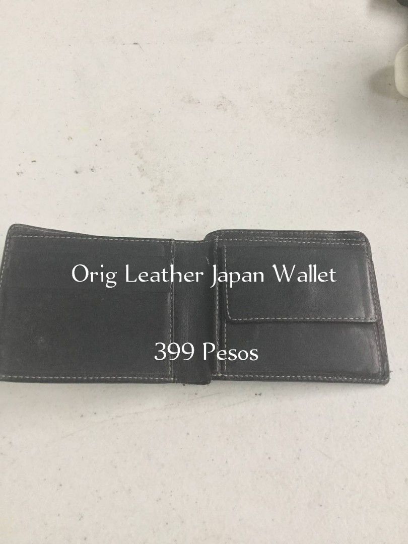 Orig Leather Japan Wallet (Category: Wallets & Card holders) located in Caloocan City. Submitted by samyx23 (Listing ID 1462354769, Image 1). Description: - Genuine leather wallet imported from Japan - Timeless, classic design - Ample compartments for cards and cash - Ideal for everyday carry - Selling for only 399 pesos.