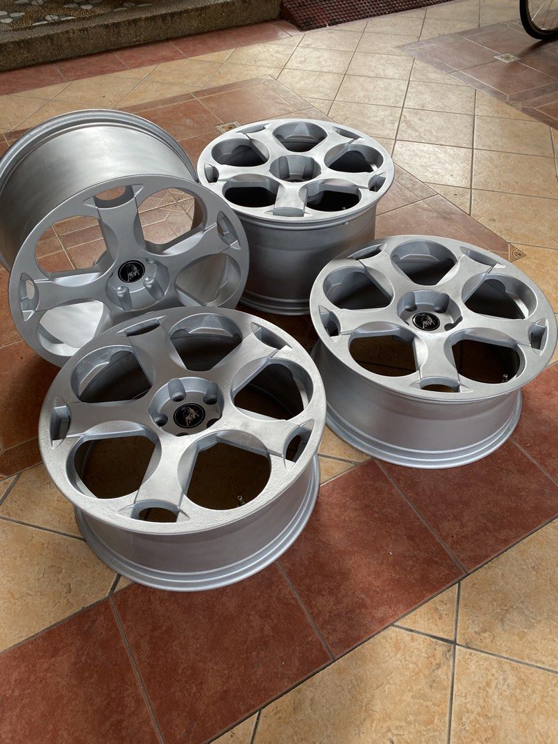 Original Lamborghini Gallardo wheels (Category: Mags and Tires) located in Manila. Submitted by toysandtreasures (Listing ID 1462357568, Image 2). Description: Price: 200k Type: Cassiopeia wheels Specifications: * Bolt Pattern (PCD): 5x112mm * Center Bore: 57.1 mm. * Thread Pitch: M14x1.5 lug bolts * Front Wheels: 19” x 8.5J, offset ET42 * Rear Wheels: 19” x 11J, offset ET55 These are used wheels and sold as is where is basis. Only issue is that 