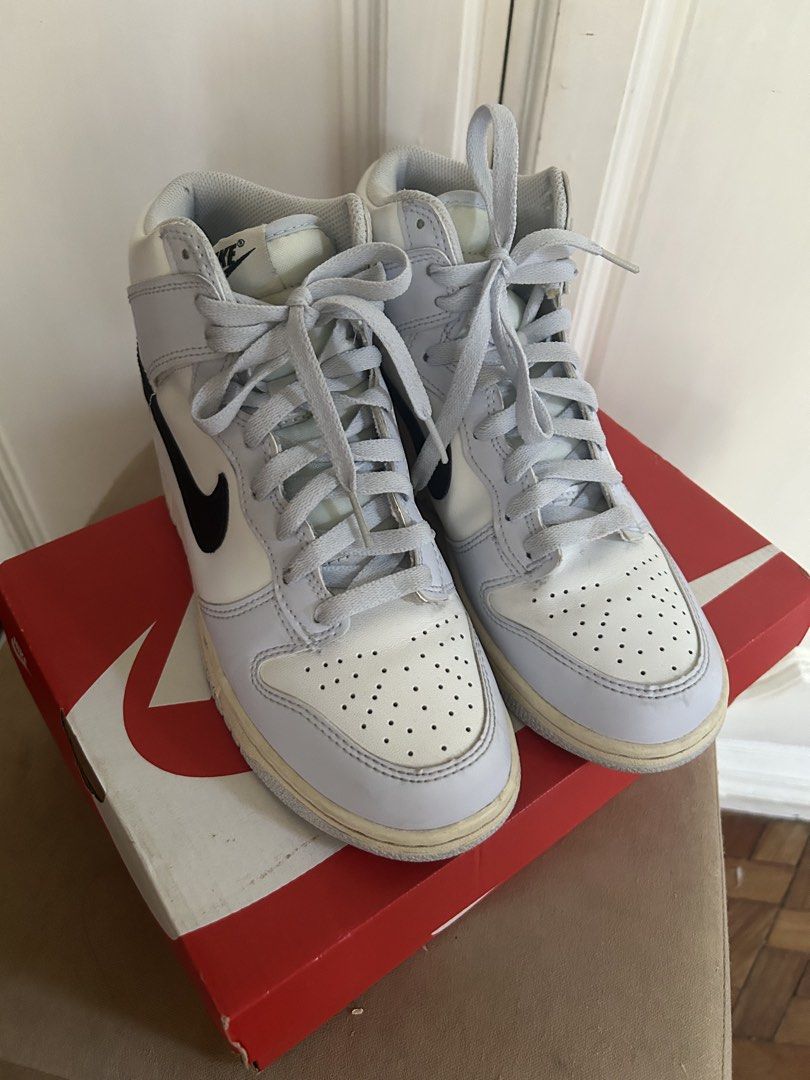 Original Nike Dunk High (Category: Sneakers) located in Meycauayan. Submitted by ms.einz (Listing ID 1462277343, Image 2). Description: - 💯Original Nike Dunk - Colorway: Summit White and Football Grey - Size: 6Y (US Youth) 24cm pr equivalent size 7 - Good Condition:, comes with original Nike box Bought @nike glorietta #nike #nikedunk #adidas .