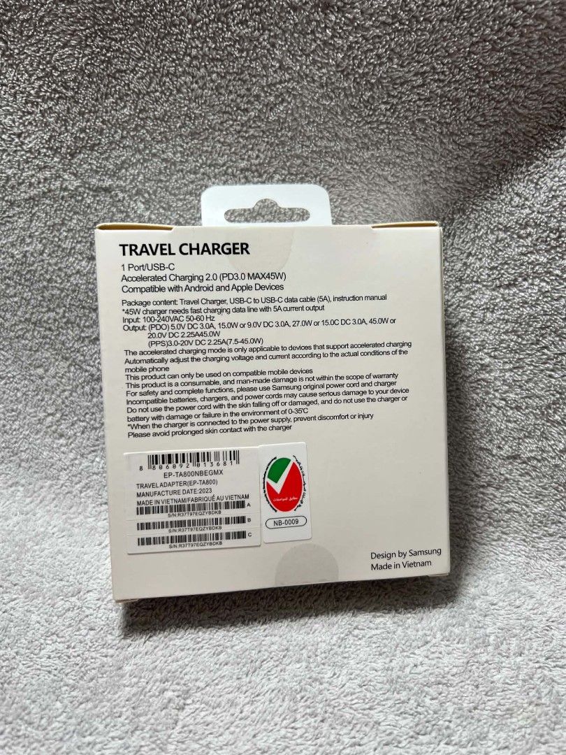 Original Samsung 45W Charger Set – Type-C-Black (Category: Cables & Chargers) located in Manila. Submitted by warm_jamin (Listing ID 1462297164, Image 2). Description: ⚡ Original Samsung 45W Charger Set – Type-C ✅ 100% Original Samsung ⚡ 45W Super Fast Charging 🔌 USB Type-C 🎨 Available in White & Black 📦 Brand New & Sealed 🔋 Fast & Reliable Charging 🚚 Same-Day Delivery Around Manila 📍 Pickup Available 📩 PM us for price, availability & orde