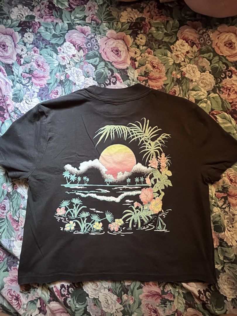Original Volcom Black Top (Category: Shirts) located in Bulacan. Submitted by zzzelshop (Listing ID 1462287320, Image 2). Description: •Black Top •smooth cotton •Print at the back is still smooth, no cracks, no scratches • size S-M •17 inches width, 18 inches length .