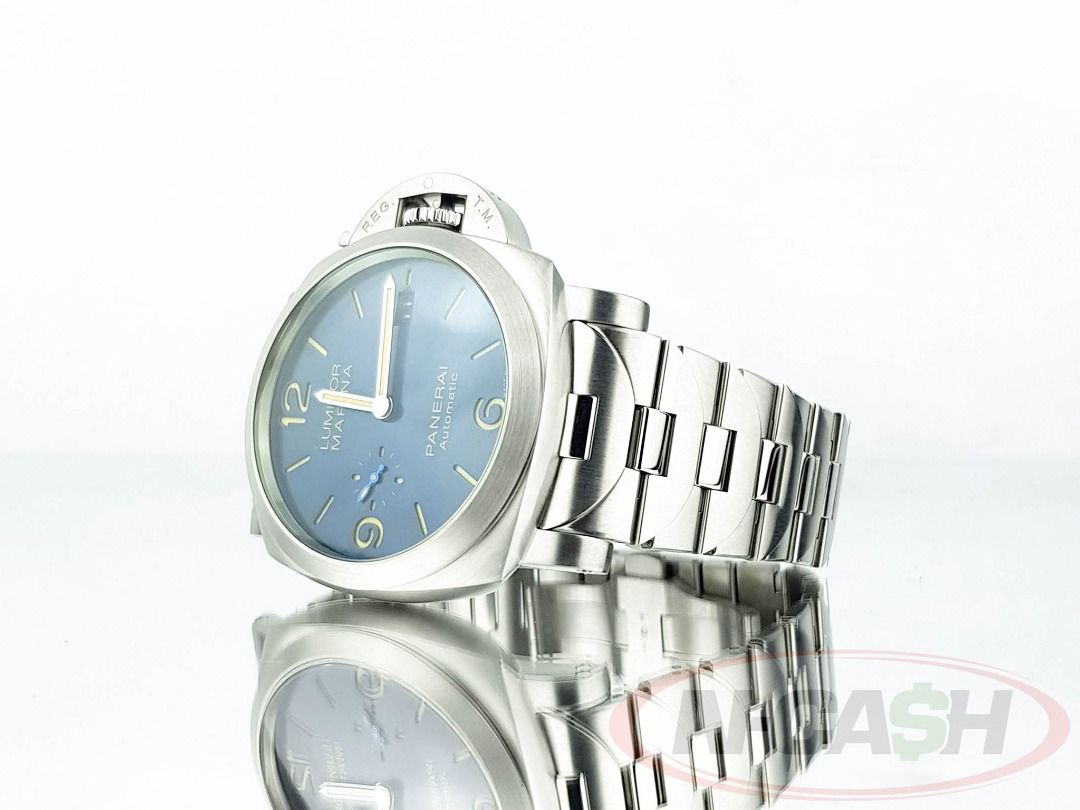 Panerai Luminor Marina PAM1058 (Category: Luxury Watches) located in Quezon City. Submitted by luxury_by_n-cash (Listing ID 1462299105, Image 3). Description: Panerai Luminor Marina PAM1058 PAM01058 44mm steel case Blue sandwich dial Steel bracelet Calibre P.9010 automatic 2021 Watch comes complete with guarantee card, manuals, plastic bezel protector, pusher tool, in Panerai triple boxes PhP 348,000.