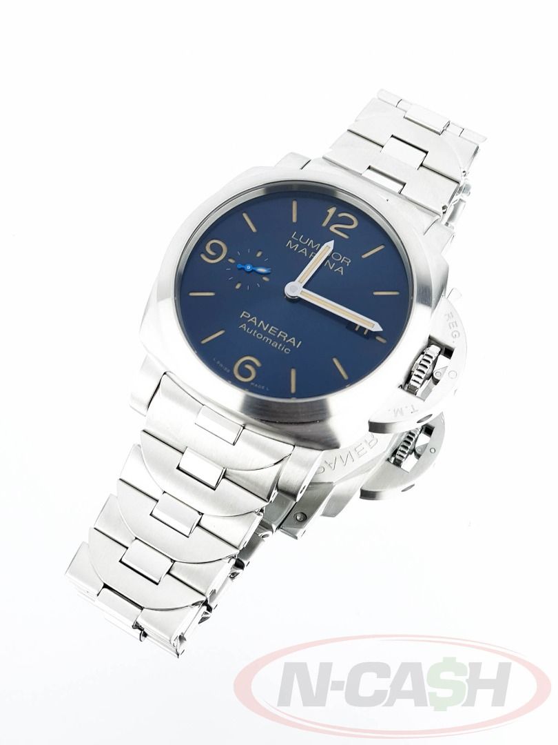 Panerai Luminor Marina PAM1058 (Category: Luxury Watches) located in Quezon City. Submitted by luxury_by_n-cash (Listing ID 1462299105, Image 2). Description: Panerai Luminor Marina PAM1058 PAM01058 44mm steel case Blue sandwich dial Steel bracelet Calibre P.9010 automatic 2021 Watch comes complete with guarantee card, manuals, plastic bezel protector, pusher tool, in Panerai triple boxes PhP 348,000.