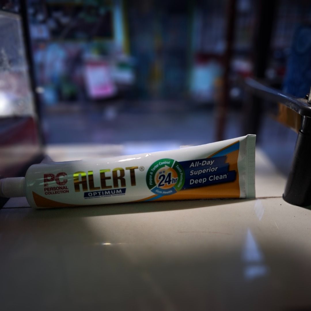 PC Alert Optimum Toothpaste - All-Day Supe159rior Deep Clean (Category: Oral Care) located in Caloocan City. Submitted by seiz. (Listing ID 1462354096, Image 2). Description: - PC Alert Optimum Toothpaste - Offers 24-hour plaque and tartar control - Provides an all-day superior deep clean - Great for maintaining oral hygiene - Full tube, ready for use.