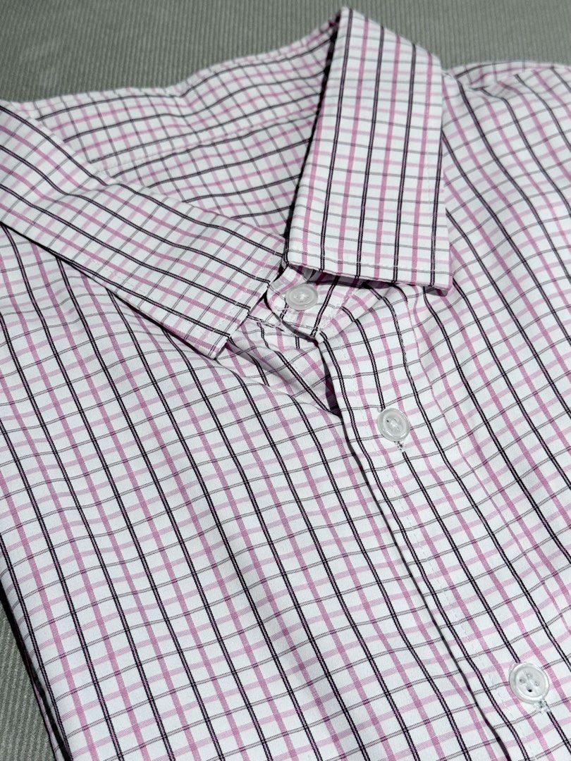Plain white and White pink plaid short sleeve (Category: Coats, Jackets and Outerwear) located in Taguig. Submitted by annebydesign (Listing ID 1462369659, Image 2). Description: Hi all. Selling my husband’s office short sleeve Below are Plain White & White Pink Plaid Short-sleeve polo for ₱200 each or ₱300 both. •Like new. Custom made ng personal tailor n husband •All size LARGE- slim fit cut -chest width 25inches -length 31inches -waist width 2