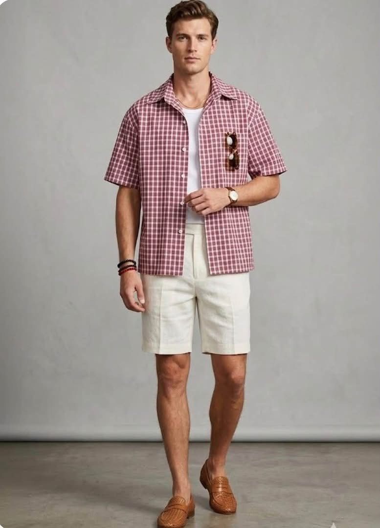 Plain white and White pink plaid short sleeve (Category: Coats, Jackets and Outerwear) located in Taguig. Submitted by annebydesign (Listing ID 1462369659, Image 1). Description: Hi all. Selling my husband’s office short sleeve Below are Plain White & White Pink Plaid Short-sleeve polo for ₱200 each or ₱300 both. •Like new. Custom made ng personal tailor n husband •All size LARGE- slim fit cut -chest width 25inches -length 31inches -waist width 2