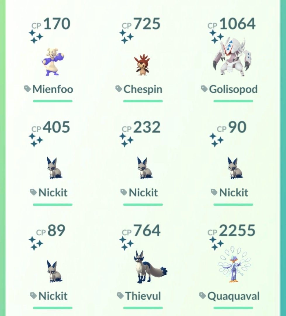 Pokemon Go normal Shinnies BATCH 2 (Category: In-Game Products) located in Antipolo. Submitted by dhawnnn (Listing ID 1462314466, Image 3). Description: Normal shinnies batch 2 for only 30-50 pesos each Can only do registered trades or 30 days reservation until Ultra friends Minimum of 2 pokemons for reservations Can also send thru Home and do custom OT Can evolve upon request PS: These are from different accounts If you need any other pokemon th