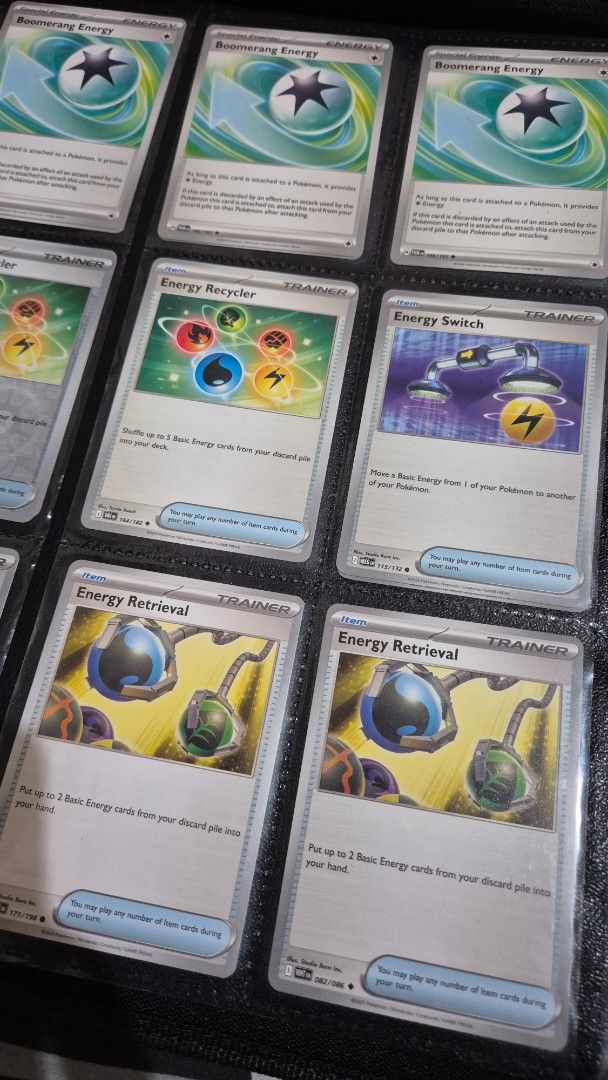 Pokemon Playable Cards (Items, Trainers, Energies) (Category: Raw Singles) located in Iligan City. Submitted by chefmavis0519 (Listing ID 1462340986, Image 1). Description: Pokemon Playable Cards (Items, Trainers, Energies). Mostly Commons/Regulars with a few Holos and Reverse cards from English, Japanese and a few Italian versions from SVI era. Prices are based on Collectr. .