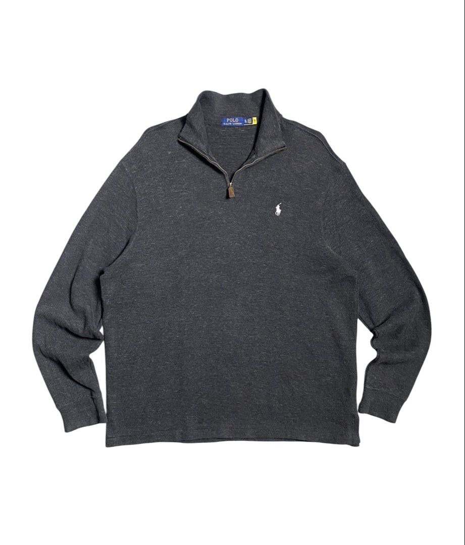 Polo Ralph Lauren Quarter Zip Sweater (Category: Coats, Jackets and Outerwear) located in Iloilo. Submitted by anything_goesph (Listing ID 1462387749, Image 1). Description: 24 inch pit to pit 30 inch lenght 27 inch sleeve lenght 20 inch shoulder 9.5/10 color rate issue stain see photos for details.