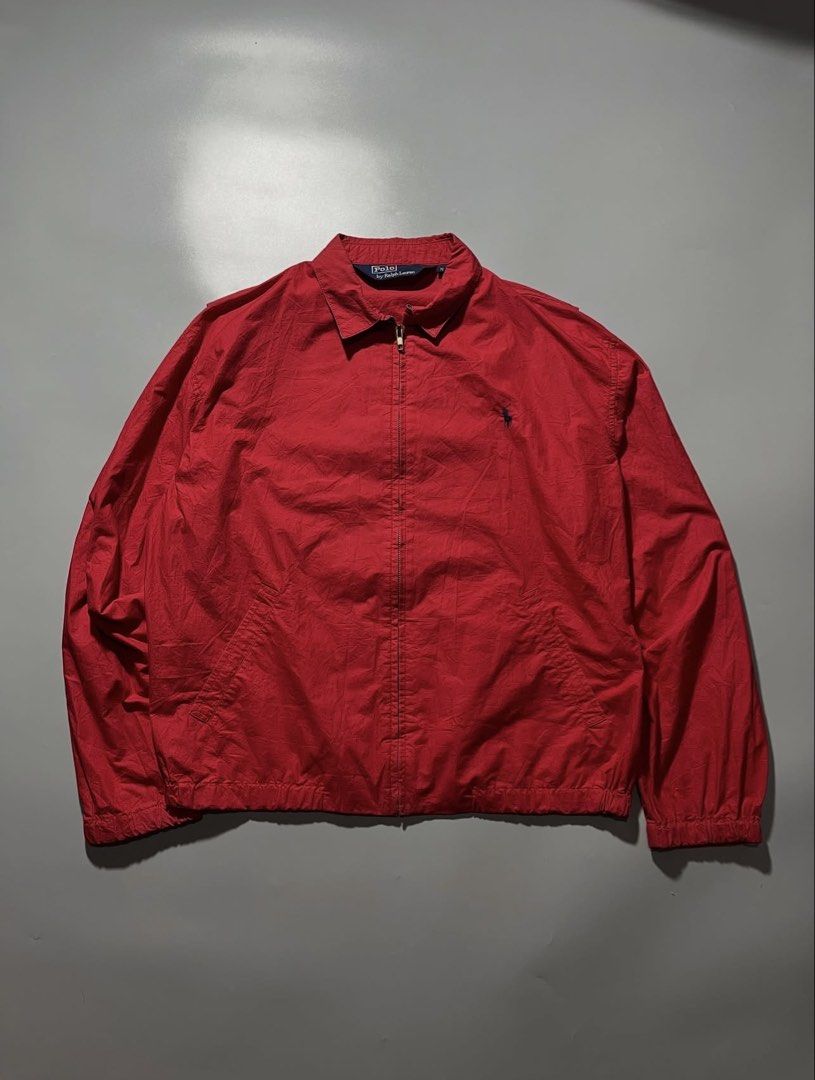 Polo Ralph Lauren Red Harrington (Category: Coats, Jackets and Outerwear) located in Quezon City. Submitted by elsuperiormnl (Listing ID 1462338230, Image 1). Description: - Red Polo Ralph Lauren jacket - Size: Medium (M) - Full zip closure - Collared neckline - Classic Polo logo embroidered on chest - Ideal for layering.