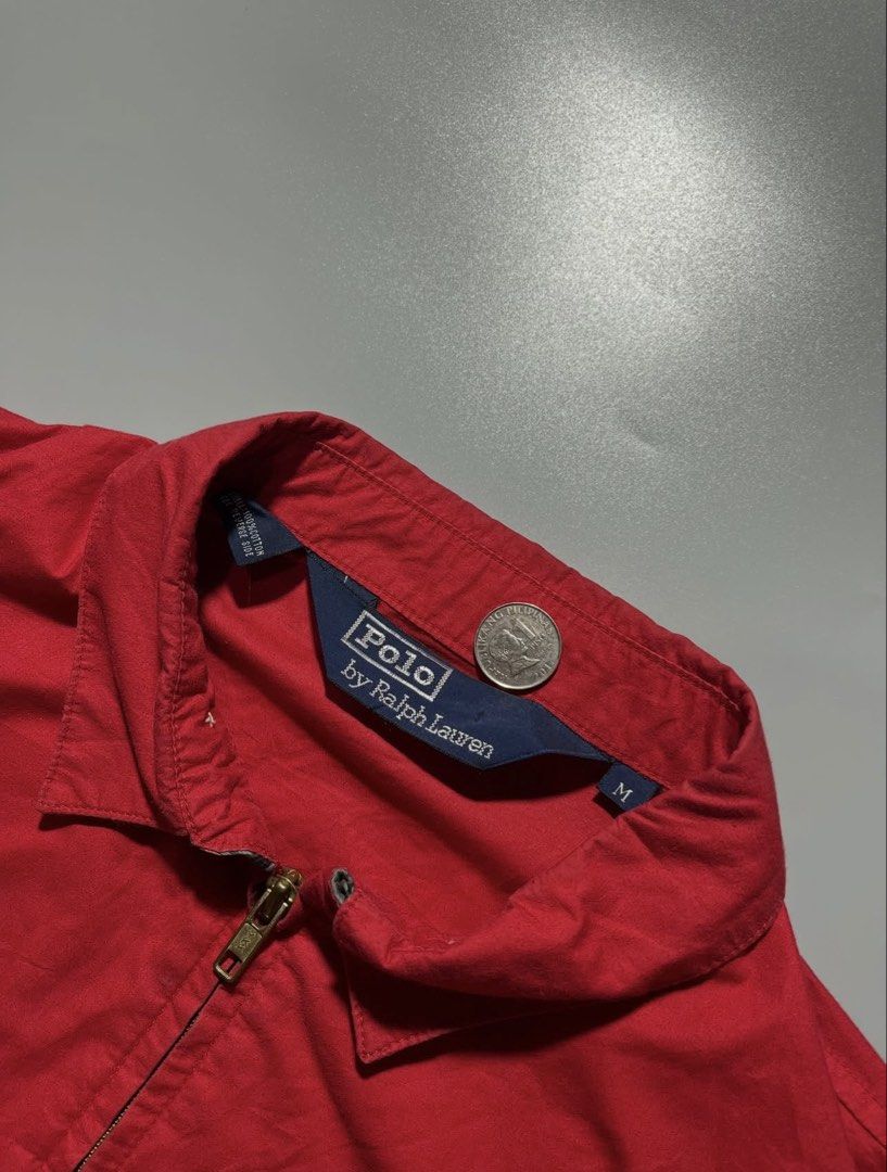 Polo Ralph Lauren Red Harrington (Category: Coats, Jackets and Outerwear) located in Quezon City. Submitted by elsuperiormnl (Listing ID 1462338230, Image 3). Description: - Red Polo Ralph Lauren jacket - Size: Medium (M) - Full zip closure - Collared neckline - Classic Polo logo embroidered on chest - Ideal for layering.