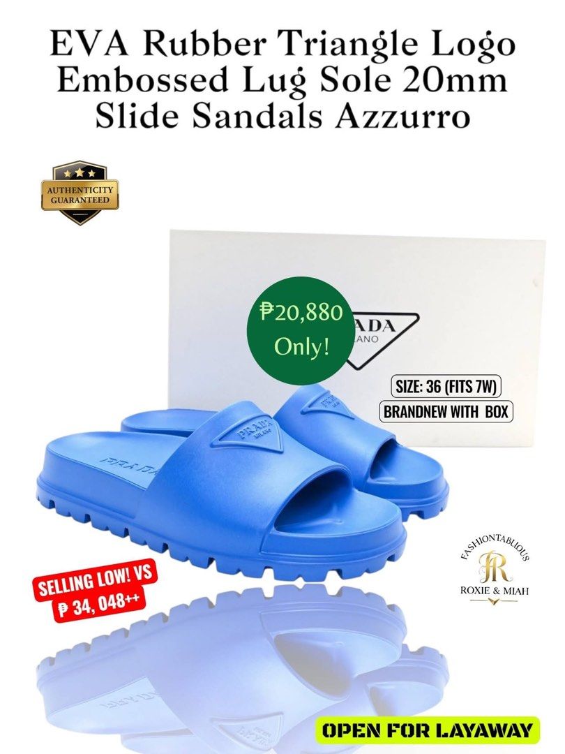 PRADA EVA RUBBER TRIANGLE LOGO SLIDES — AZZURRO BLUE ✨💙 (Category: Sneakers & Footwear) located in Mandaluyong City. Submitted by luxprelovedbagsparadise (Listing ID 1462407951, Image 3). Description: 💙✨ PRADA EVA RUBBER TRIANGLE LOGO SLIDES — AZZURRO BLUE ✨💙 Minimalist. Sporty. Effortlessly luxe. 💎 Step into elevated everyday style with these PRADA EVA Rubber Triangle Logo Slide Sandals in a stunning Azzurro Blue. 💙 The vibrant blue tone pa