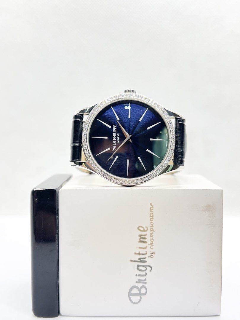 Pre Owned Patek Philippe Calatrava 4897G-001 Blue Dial Winding White Gold Casing Leather ( June 13 ) (Category: Watches) located in Singapore. Submitted by brightime (Listing ID 1462316640, Image 2). Description: Pre Owned Patek Philippe Calatrava 4897G-001 Blue Dial Winding White Gold Casing Leather ( June 13 ) ** Pre-Owned ** ** Mint Condition ** Model : 4897G-001 Also known as : Calatrava Case size : 33mm Dial : Blue Dial With Silver Baton Num
