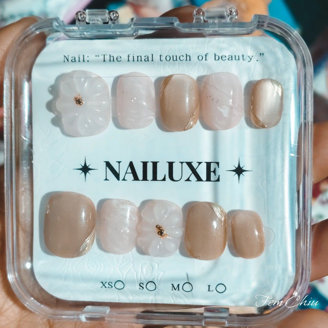 Press On Nails (Category: Hands & Nails) located in Pateros City. Submitted by soshifem (Listing ID 1462427563, Image 2). Description: 100 each pink french tip (used once) size M cream & nude flower (used once) size M strawberry (brandnew) - size XS with free glue stickers.
