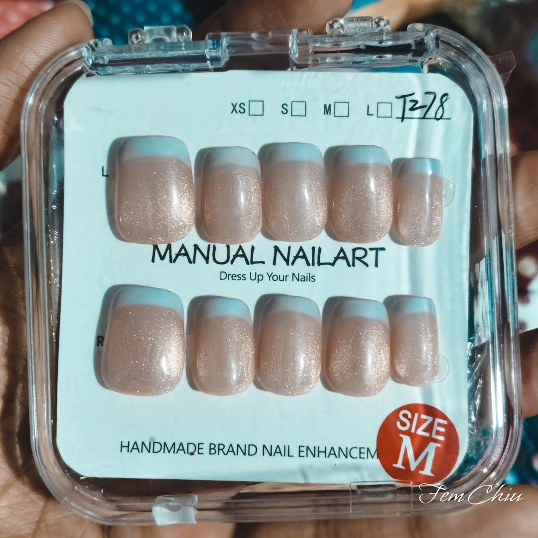 Press On Nails (Category: Hands & Nails) located in Pateros City. Submitted by soshifem (Listing ID 1462427563, Image 3). Description: 100 each pink french tip (used once) size M cream & nude flower (used once) size M strawberry (brandnew) - size XS with free glue stickers.