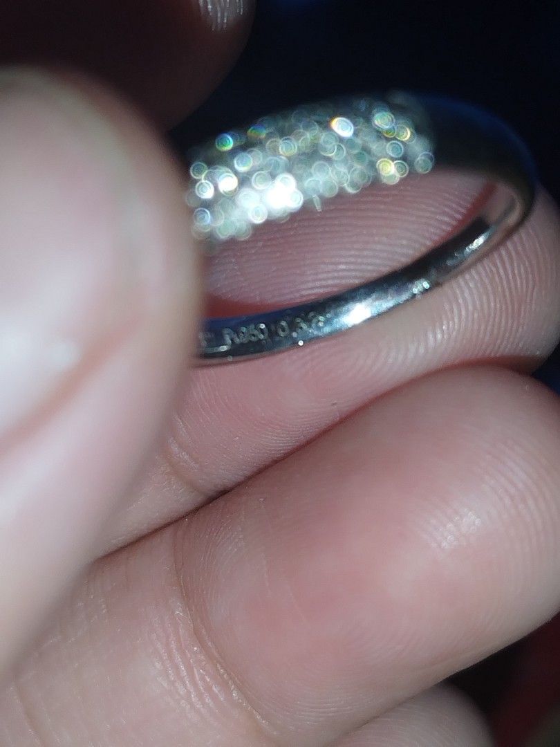 Pt950 with natural diamond (Category: Rings) located in Manila. Submitted by Cie28 (Listing ID 1462425536, Image 3). Description: - pt950 with .32 carats of natural diamond - Features small diamonds all around - Band width: approximately 2mm - Ring size: 14 - Versatile for everyday or special occasions - Excellent sparkle -pawnable - FIXED PRICE.