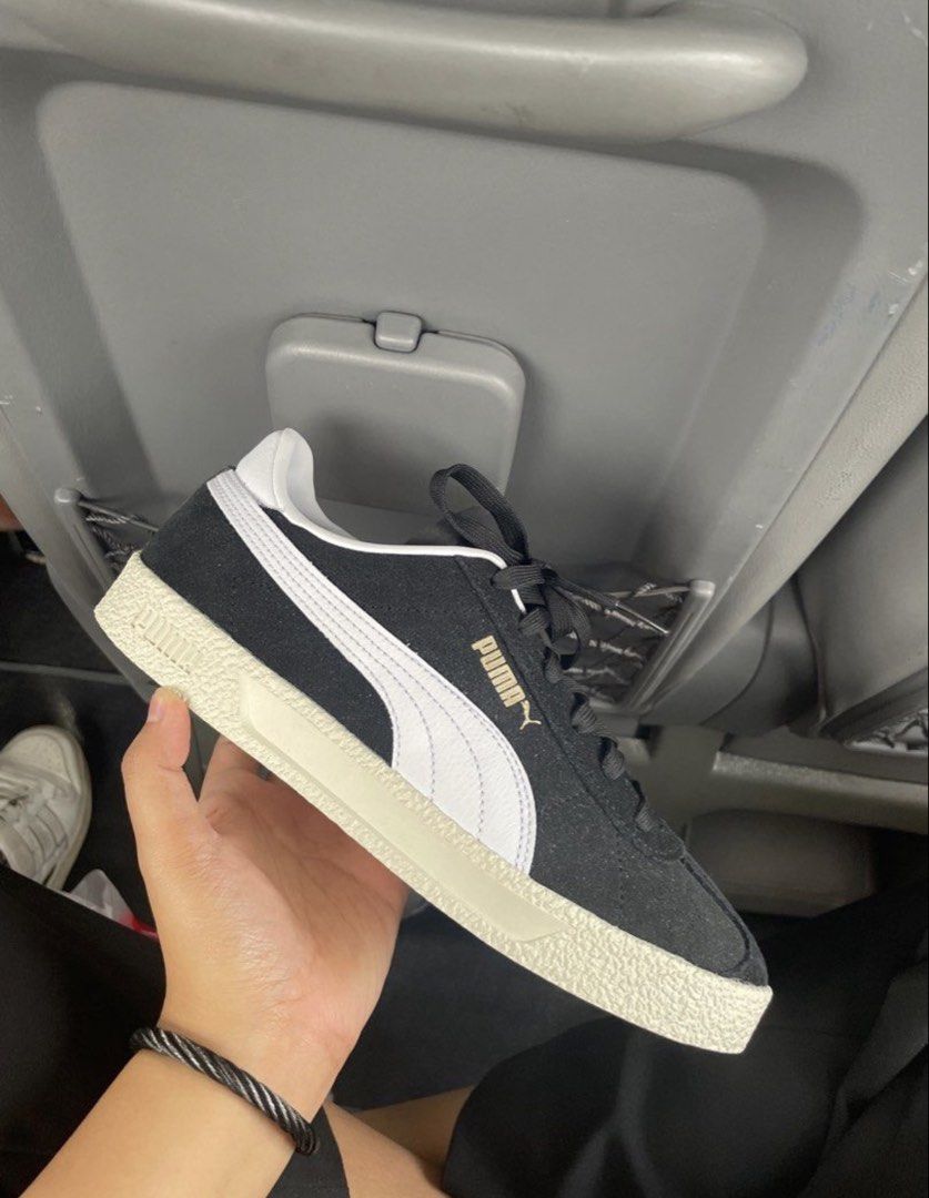 Puma Suede Sneakers Black White (Category: Sneakers) located in Marilao. Submitted by cj458678 (Listing ID 1462281220, Image 1). Description: - Classic Puma sneakers - Color: Black with white accents - Material: Suede - Closure: Lace-up - Sole: Rubber - Ideal for: Casual wear - use twice - bought 4,800 from trinoma .